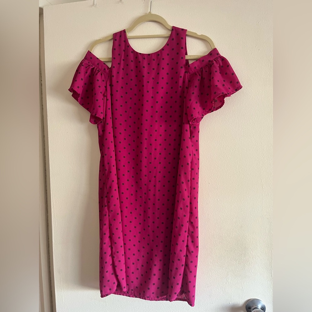 City Streets Fuchsia and Black Polka Dot Mini Dress
